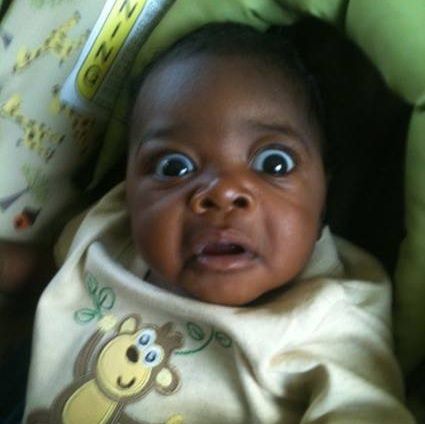 surprised black baby
