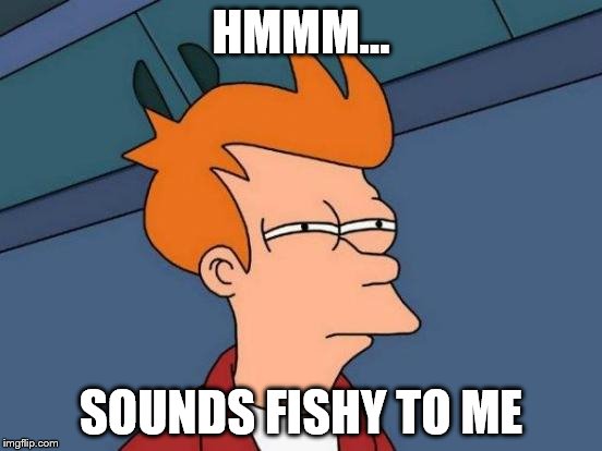 Futurama Fry Meme | HMMM... SOUNDS FISHY TO ME | image tagged in memes,futurama fry | made w/ Imgflip meme maker
