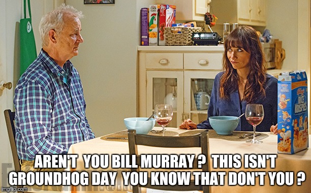 ground hog day the movie  | AREN'T  YOU BILL MURRAY ?  THIS ISN'T GROUNDHOG DAY  YOU KNOW THAT DON'T YOU ? | image tagged in celebs | made w/ Imgflip meme maker