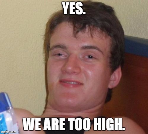 10 Guy Meme | YES. WE ARE TOO HIGH. | image tagged in memes,10 guy | made w/ Imgflip meme maker