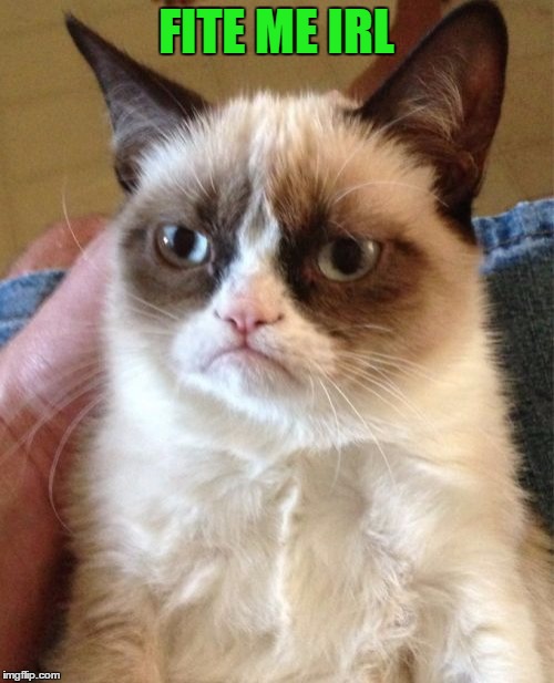 Grumpy Cat Meme | FITE ME IRL | image tagged in memes,grumpy cat | made w/ Imgflip meme maker