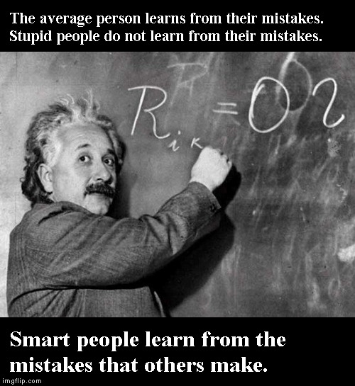 I confess, I am only an average person. | image tagged in einstein,mistakes,learn | made w/ Imgflip meme maker