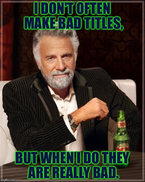Lol So Funny | I DON'T OFTEN MAKE BAD TITLES, BUT WHEN I DO THEY ARE REALLY BAD. | image tagged in memes,the most interesting man in the world | made w/ Imgflip meme maker