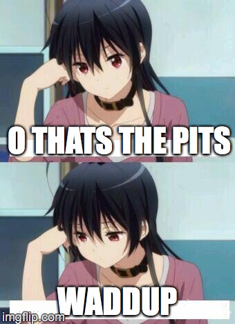 Anime Meme | O THATS THE PITS; WADDUP | image tagged in anime meme | made w/ Imgflip meme maker