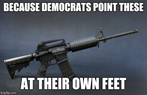 BECAUSE DEMOCRATS POINT THESE AT THEIR OWN FEET | made w/ Imgflip meme maker