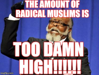Too Damn High Meme | THE AMOUNT OF RADICAL MUSLIMS IS; TOO DAMN HIGH!!!!!! | image tagged in memes,too damn high | made w/ Imgflip meme maker