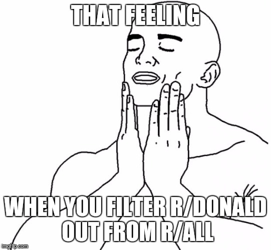 Feels Good Man | THAT FEELING; WHEN YOU FILTER R/DONALD OUT FROM R/ALL | image tagged in feels good man,AdviceAnimals | made w/ Imgflip meme maker