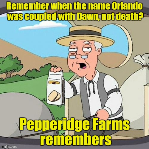 One by one, all of our memories are being scarred | Remember when the name Orlando was coupled with Dawn, not death? Pepperidge Farms remembers | image tagged in memes,pepperidge farm remembers,orlando | made w/ Imgflip meme maker