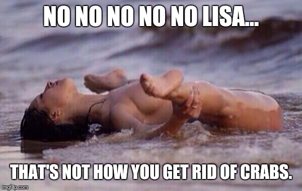 NO NO NO NO NO LISA... THAT'S NOT HOW YOU GET RID OF CRABS. | made w/ Imgflip meme maker