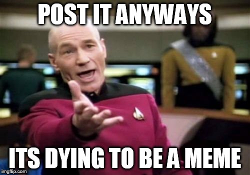 Picard Wtf Meme | POST IT ANYWAYS ITS DYING TO BE A MEME | image tagged in memes,picard wtf | made w/ Imgflip meme maker