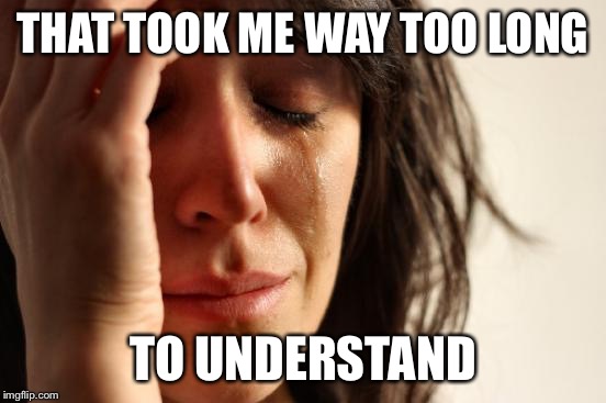 First World Problems Meme | THAT TOOK ME WAY TOO LONG TO UNDERSTAND | image tagged in memes,first world problems | made w/ Imgflip meme maker