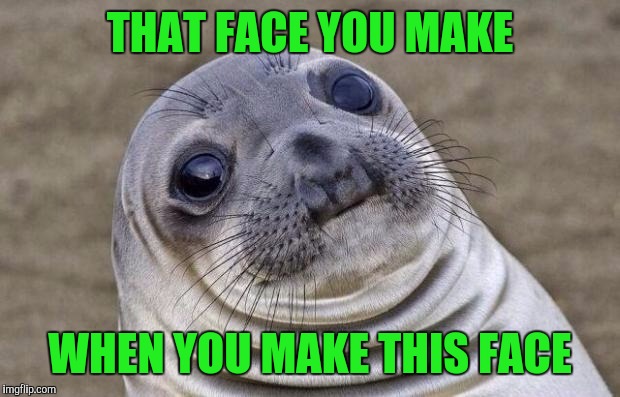 Er, uh...derp | THAT FACE YOU MAKE; WHEN YOU MAKE THIS FACE | image tagged in memes,awkward moment sealion,huh | made w/ Imgflip meme maker