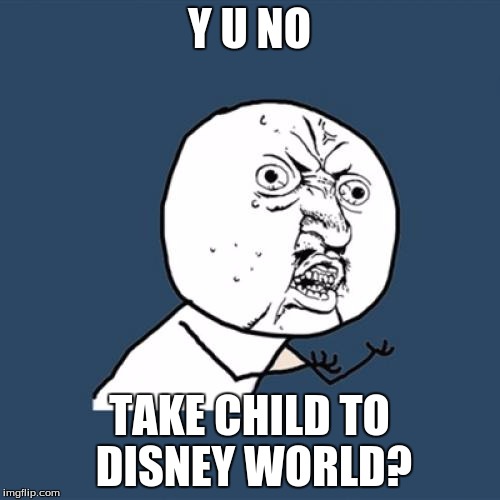 Y U No Meme | Y U NO TAKE CHILD TO DISNEY WORLD? | image tagged in memes,y u no | made w/ Imgflip meme maker
