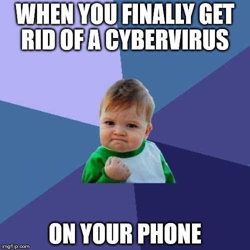 I got a "Your device is locked for child porn (I would never)" virus on my phone. I knew it was a virus and I got rid of it. | WHEN YOU FINALLY GET RID OF A CYBERVIRUS; ON YOUR PHONE | image tagged in memes,success kid,virus,fbi | made w/ Imgflip meme maker