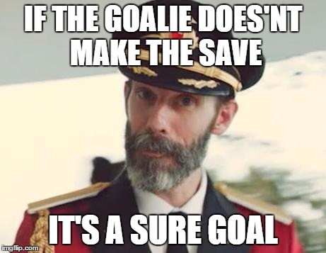 capt'n obvious hockey commentator.  | IF THE GOALIE DOES'NT MAKE THE SAVE; IT'S A SURE GOAL | image tagged in captain obvious,hockey | made w/ Imgflip meme maker