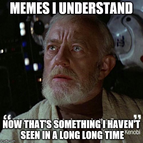 MEMES I UNDERSTAND NOW THAT'S SOMETHING I HAVEN'T SEEN IN A LONG LONG TIME | image tagged in obi wan | made w/ Imgflip meme maker