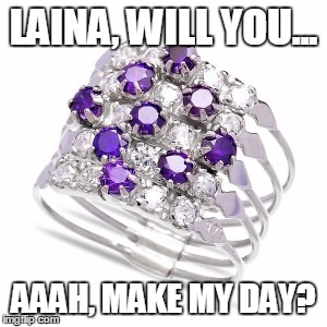 LAINA, WILL YOU... AAAH, MAKE MY DAY? | image tagged in dirty donald twitter script | made w/ Imgflip meme maker