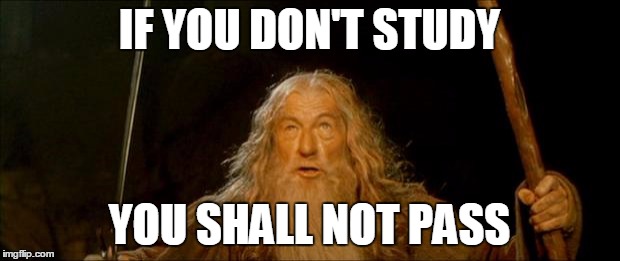 gandalf you shall not pass | IF YOU DON'T STUDY; YOU SHALL NOT PASS | image tagged in gandalf you shall not pass | made w/ Imgflip meme maker