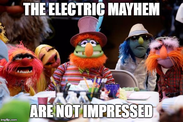 THE ELECTRIC MAYHEM; ARE NOT IMPRESSED | image tagged in electric mayhem not impressed | made w/ Imgflip meme maker