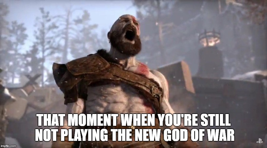 THAT MOMENT WHEN YOU'RE STILL NOT PLAYING THE NEW GOD OF WAR | image tagged in ps4,god of war | made w/ Imgflip meme maker