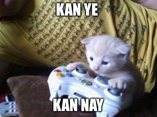 cat on xbox | KAN YE KAN NAY | image tagged in cat on xbox | made w/ Imgflip meme maker