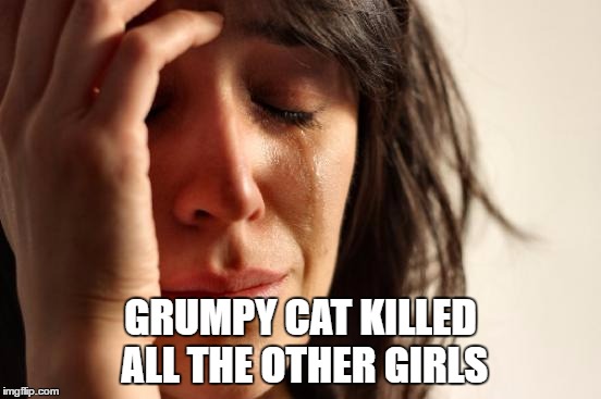 First World Problems Meme | GRUMPY CAT KILLED ALL THE OTHER GIRLS | image tagged in memes,first world problems | made w/ Imgflip meme maker