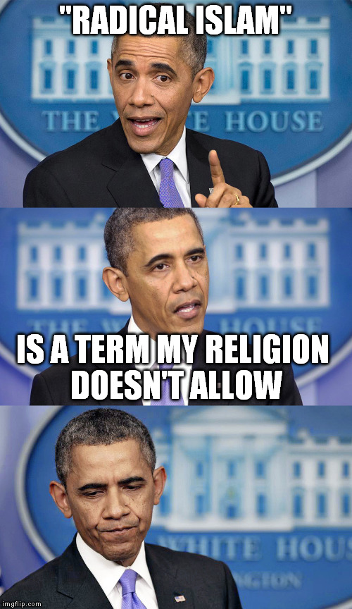 Obama Radical Islam | "RADICAL ISLAM"; IS A TERM MY RELIGION DOESN'T ALLOW | image tagged in obama speechless,radical islam,orlando shooting,terrorism,trump 2016 | made w/ Imgflip meme maker