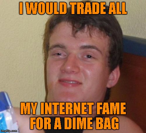 10 Guy | I WOULD TRADE ALL; MY INTERNET FAME FOR A DIME BAG | image tagged in memes,10 guy | made w/ Imgflip meme maker