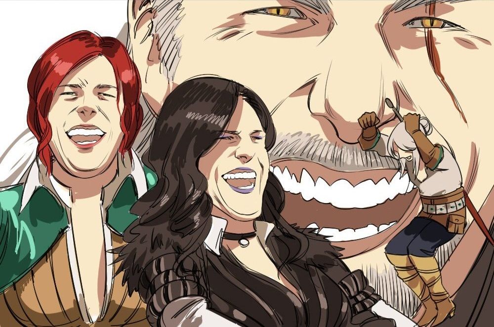 High Quality The Witcher laughing Blank Meme Template