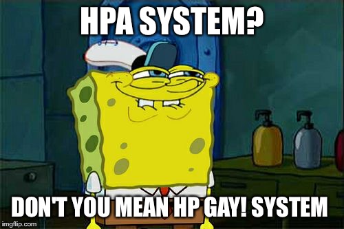 Don't You Squidward Meme | HPA SYSTEM? DON'T YOU MEAN HP GAY! SYSTEM | image tagged in memes,dont you squidward | made w/ Imgflip meme maker