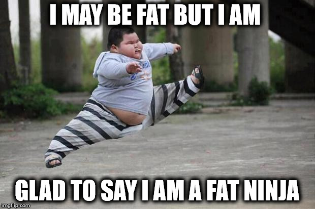 Ninja kid | I MAY BE FAT BUT I AM; GLAD TO SAY I AM A FAT NINJA | image tagged in ninja kid | made w/ Imgflip meme maker