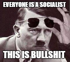 hitler sunglasses | EVERYONE IS A SOCIALIST; THIS IS BULLSHIT | image tagged in hitler sunglasses | made w/ Imgflip meme maker