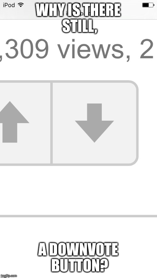 I thought ImgFlip got rid of it a long time ago | WHY IS THERE STILL, A DOWNVOTE BUTTON? | image tagged in memes | made w/ Imgflip meme maker