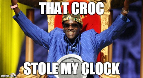 fLAVA fLAVE | THAT CROC; STOLE MY CLOCK | image tagged in flava flave | made w/ Imgflip meme maker