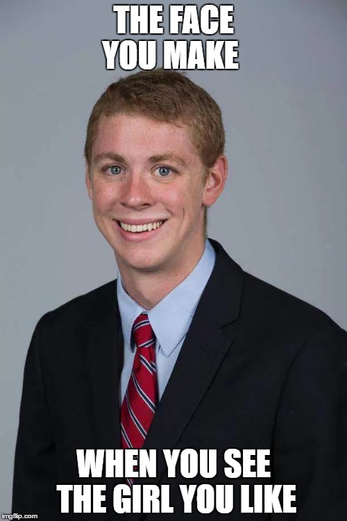 Brock Turner | THE FACE YOU MAKE; WHEN YOU SEE THE GIRL YOU LIKE | image tagged in brock turner | made w/ Imgflip meme maker