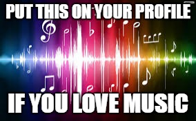 PUT THIS ON YOUR PROFILE; IF YOU LOVE MUSIC | image tagged in i love music | made w/ Imgflip meme maker