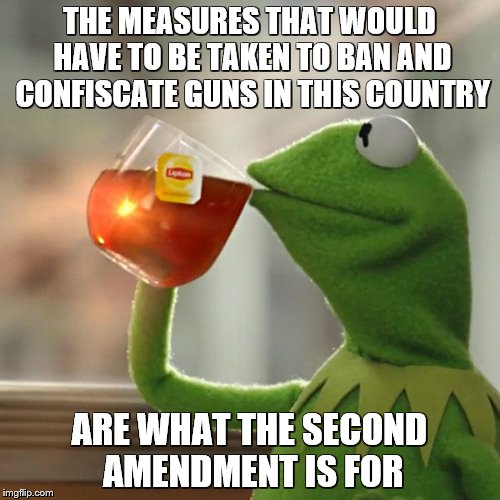 But That's None Of My Business Meme | THE MEASURES THAT WOULD HAVE TO BE TAKEN TO BAN AND CONFISCATE GUNS IN THIS COUNTRY ARE WHAT THE SECOND AMENDMENT IS FOR | image tagged in memes,but thats none of my business,kermit the frog | made w/ Imgflip meme maker