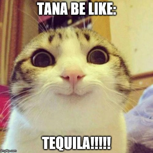 Smiling Cat Meme | TANA BE LIKE:; TEQUILA!!!!! | image tagged in memes,smiling cat | made w/ Imgflip meme maker