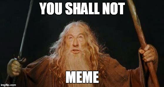 gandalf | YOU SHALL NOT; MEME | image tagged in gandalf,memes,you shall not pass | made w/ Imgflip meme maker