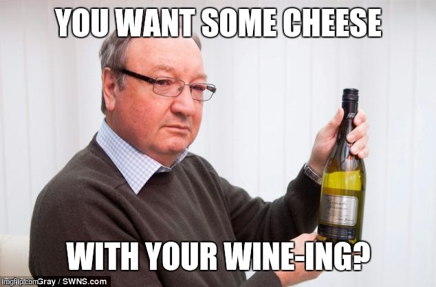 YOU WANT SOME CHEESE; WITH YOUR WINE-ING? | image tagged in memes,wine,cheese,whiners | made w/ Imgflip meme maker