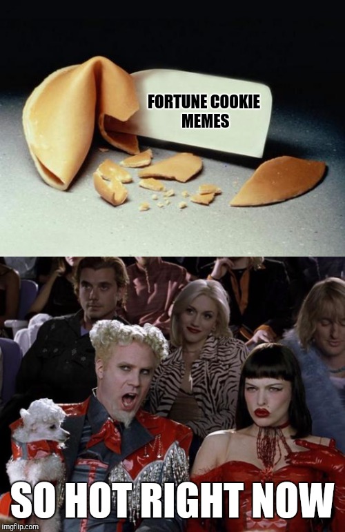 FORTUNE COOKIE MEMES; SO HOT RIGHT NOW | image tagged in memes,fortune cookie,mugatu so hot right now | made w/ Imgflip meme maker