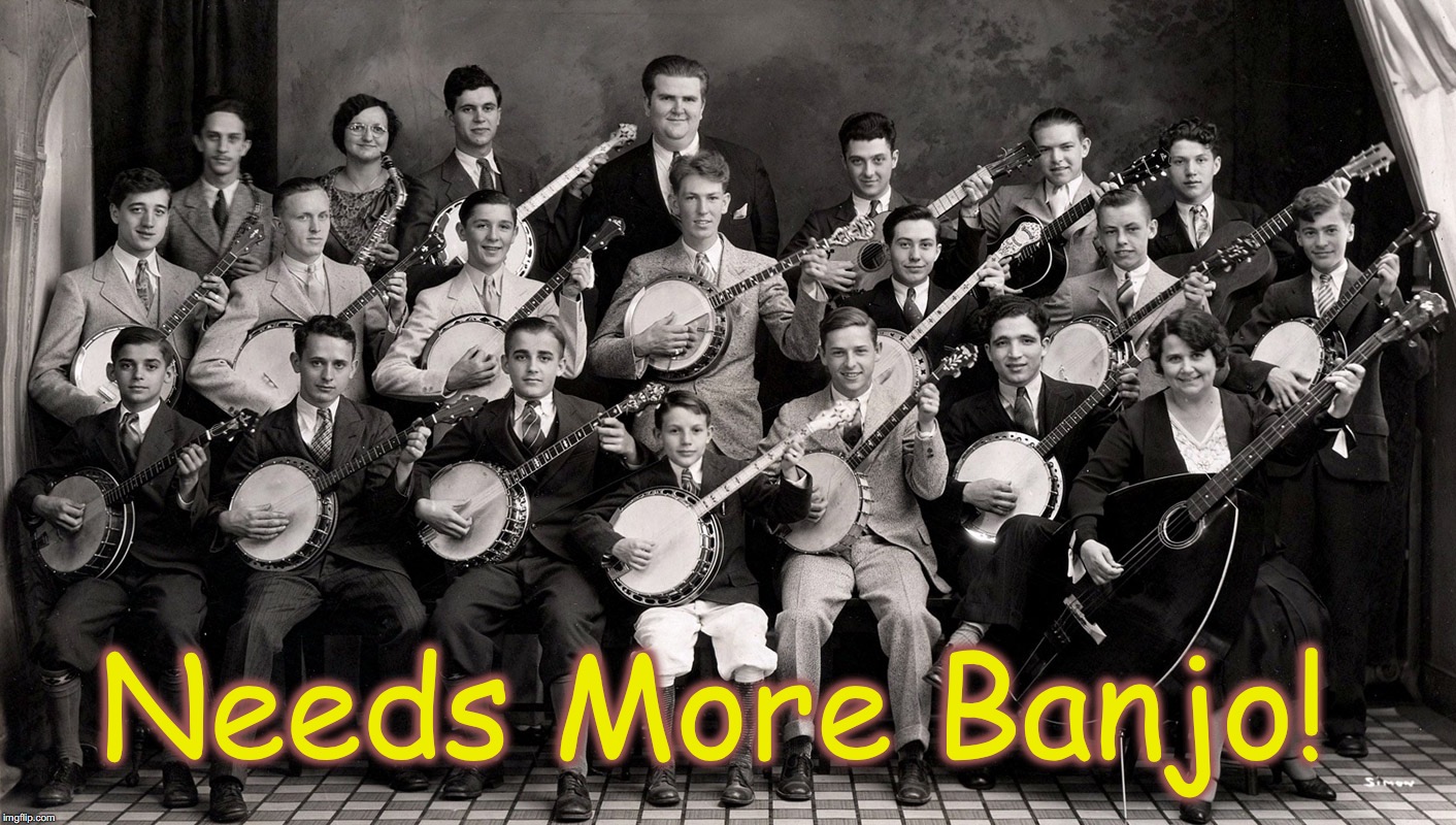 Gotta have more banjo | Needs More Banjo! | image tagged in banjo orchestra | made w/ Imgflip meme maker