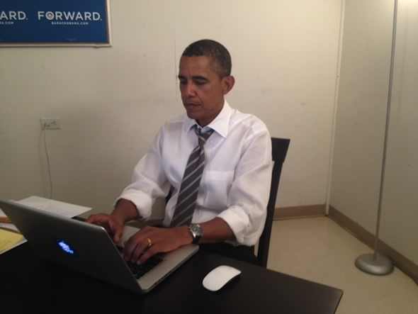 Obama typing Blank Meme Template