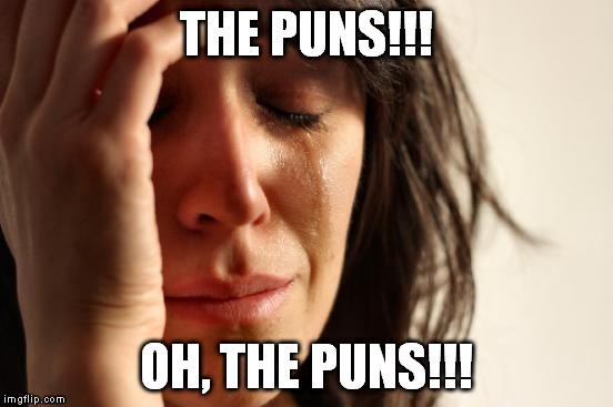 First World Problems Meme | THE PUNS!!! OH, THE PUNS!!! | image tagged in memes,first world problems | made w/ Imgflip meme maker