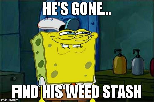 Find the weed | HE'S GONE... FIND HIS WEED STASH | image tagged in memes,smoke weed everyday | made w/ Imgflip meme maker