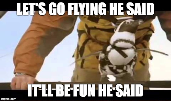LET'S GO FLYING HE SAID IT'LL BE FUN HE SAID | made w/ Imgflip meme maker