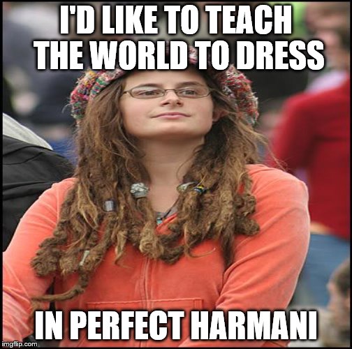 I'D LIKE TO TEACH THE WORLD TO DRESS IN PERFECT HARMANI | made w/ Imgflip meme maker