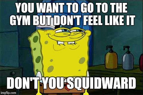 Don't You Squidward | YOU WANT TO GO TO THE GYM BUT DON'T FEEL LIKE IT; DON'T YOU SQUIDWARD | image tagged in memes,dont you squidward | made w/ Imgflip meme maker