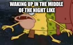 Spongegar | WAKING UP IN THE MIDDLE OF THE NIGHT LIKE | image tagged in spongegar meme | made w/ Imgflip meme maker