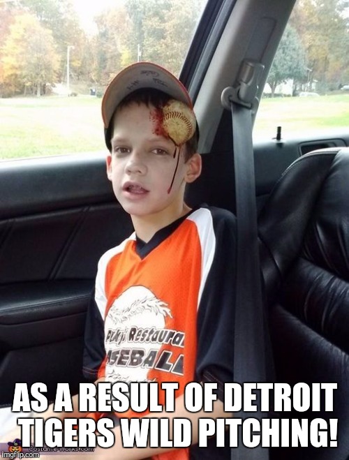 He has the good seats! | AS A RESULT OF DETROIT TIGERS WILD PITCHING! | image tagged in detroit tigers | made w/ Imgflip meme maker